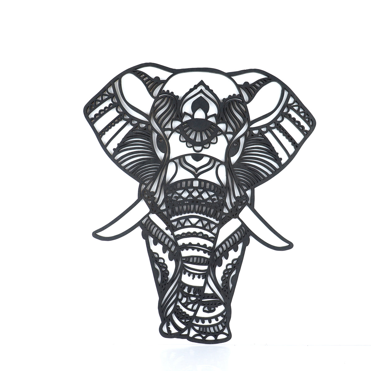 Animales Mándala Negro Elefante Frontal